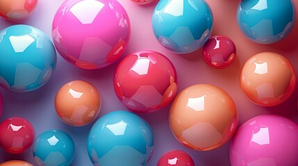 Wall Mural - Abstract Composition of Shiny, Colorful Spheres