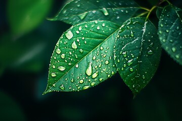 Sticker - rain drops on leaf