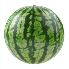 Canvas Print - A whole, ripe watermelon with a green rind and dark green stripes.