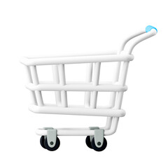 Canvas Print - Shopping trolley png, supermarket, 3D white illustration on transparent background