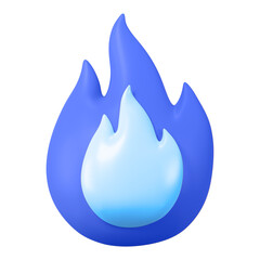 Canvas Print - Blue flame png clipart, 3D icon illustration on transparent background