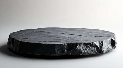 Poster - black stone Podium with White background Black Concrete Material place for the product Display Presentation : Generative AI