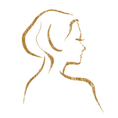 Poster - Aesthetic woman png sticker, gold drawing illustration, transparent background