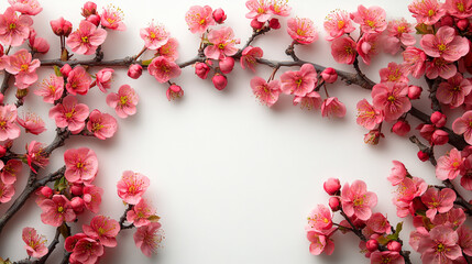 Wall Mural - Sakura closeup on a white background