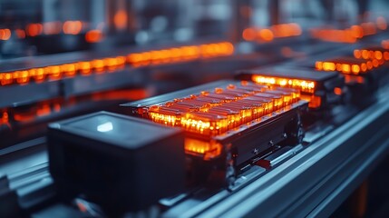 Poster - High Capacity Battery on Conveyor Lithiumion Cells for Highvoltage Electric Vehicle Batteries Manufacturing Process Battery Cells for Automotive Industry on Production Line : Generative AI