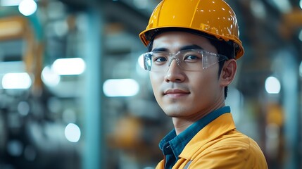 Asian male engineers in industrial production maintenance industrial worker training warehouse workshops Production Machinery Engineering Team : Generative AI