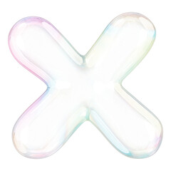 Sticker - X png letter sticker, 3D transparent holographic bubble