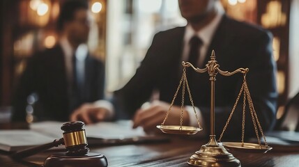 Aufkleber - Customer service good cooperation Consultation between a Businessman and Male lawyer or judge consult having team meeting with client Law and Legal services concept : Generative AI