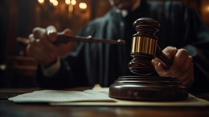 Aufkleber - Lawyer or legal counsel holding the hammer of justice Concluded in terms of contract documents The concept of a lawyer or law enforcement person judging a lawsuit business legal concep : Generative AI