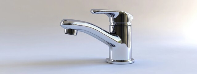 Sticker - 3D rendering of a faucet isolated on a white background