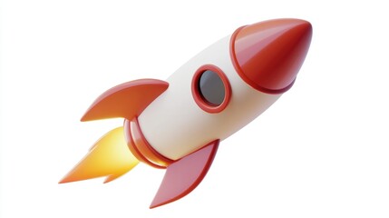 Aufkleber - Isolated rocket symbol in 3D cartoon rendering Illustration on a white background