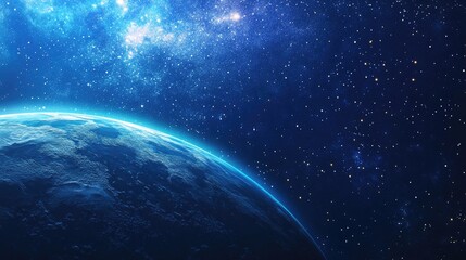 Poster - Night sky and Milky Way depicted in a 3D cartoon rendering showcasing a beautiful starry outer space background