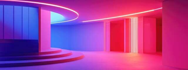 Poster - Abstract contemporary architectural backdrop vacant open space interior 3D rendering
