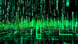 © Olena - Matrix-style green numbers cascading down a black screen, representing data flow and digital networks.   Abstract, blurred image.