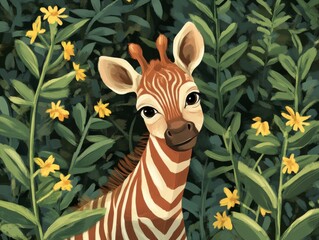 Wall Mural - Curious Zebra in the Jungle