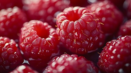 Wall Mural - Overhead Shot of Raspberries with visible Water Drops Close up : Generative AI