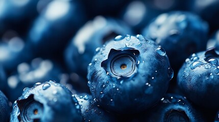 Poster - Fresh blueberry background texture blueberry berries close up macro shot : Generative AI