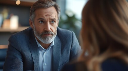 Aufkleber - Lawyer comforts his clients with legal advice and serious stress trust commitment for justice issues and lawyer concepts : Generative AI