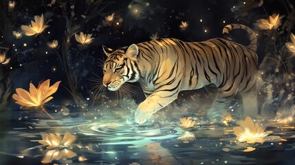 Poster - Tiger in a Mystical Forest