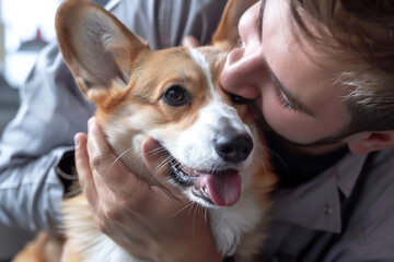 Wall Mural - Portrait of dog visiting veterinary clinic generative AI