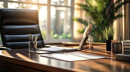 Aufkleber - Desk of lawyer legal office workplace nobody : Generative AI