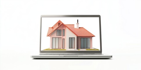 Laptop Displaying House Model
