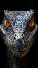 Wall Mural - Close Up Portrait of a  Reptile with Yellow Eyes