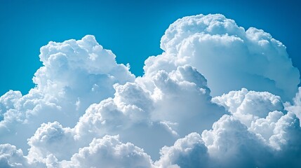 Wall Mural - fluffy clouds in a bright blue sky peaceful and calm nature : generative ai
