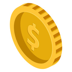 Poster - Dollar coin png sticker, cute illustration, transparent background