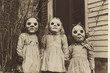 © Andrii Fanta - 19th century children wearing Halloween masks, Halloween scary vintage photography