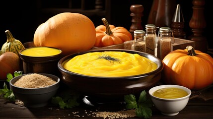 Wall Mural - pumpkin soup with pumpkin