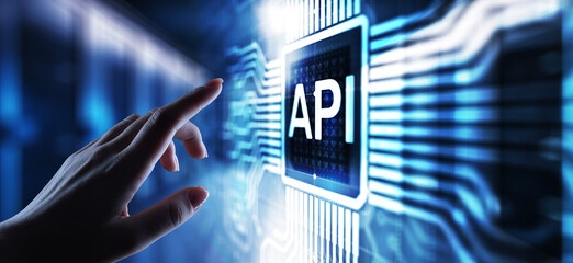 API - Application Programming Interface, software development tool, information technology and business concept.