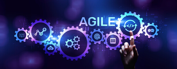 Poster - Agile flexible software development technique. Technology concept.