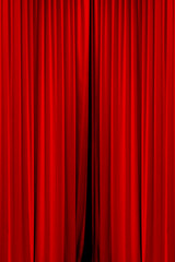 Wall Mural - red theater curtain that dropped down as a straight line. Background for inserting text, empty spaces.	