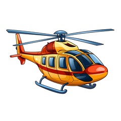 cartoon helicopter with landing gear and landing gear on a white background