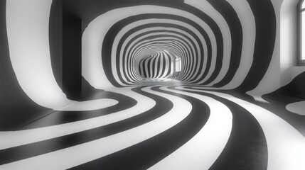 Sticker - Black and White Swirling Tunnel