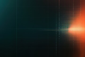 Wall Mural - Abstract digital light grid with bright orange accent