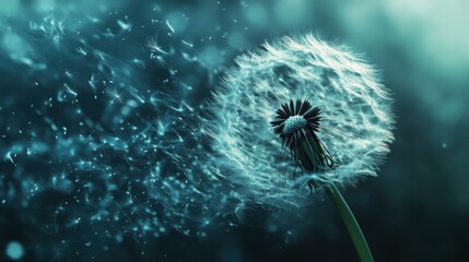 Wall Mural - Dandelion Seeds Blowing in the Wind - Nature Photography