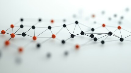 Abstract Network Connection - Black and Red Spheres on White Background
