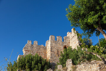 Landscape with walls and landward fortress on a sunny summer day.