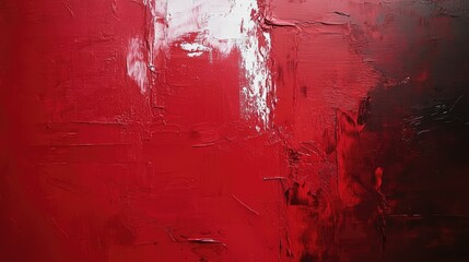 Poster - Abstract Oil Painting with Red, White, and Black Hues