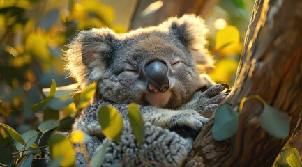 Wall Mural - Sleepy Koala in Tree.