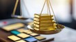 © taweesak - A scale balancing a stack of gold bars against a set of investment portfolios, highlighting the decision between physical assets and paper investments