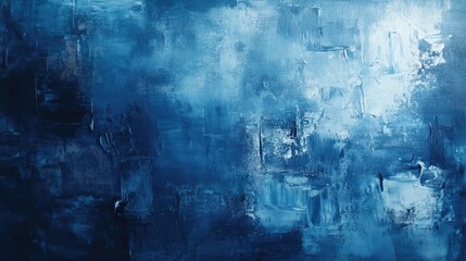 Poster - Abstract Blue and White Acrylic Painting on Canvas