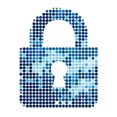 Aufkleber - A blue and white image of a keyhole with a blue lock