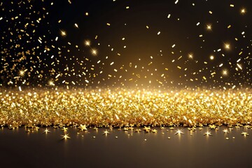 An explosion of liquid gold glitter. A great background for New Year's holidays, Merry Christmas and New Year greetings.