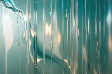 Wall Mural - Translucent Glass Abstract Background with Glowing Shapes and Flowing Design