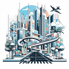 Wall Mural - city-transport-vector