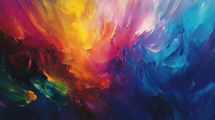 Canvas Print - Abstract painting with vibrant colors and brushstrokes