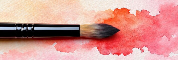 Wall Mural - Watercolor Brush on Vibrant Red Splash Background